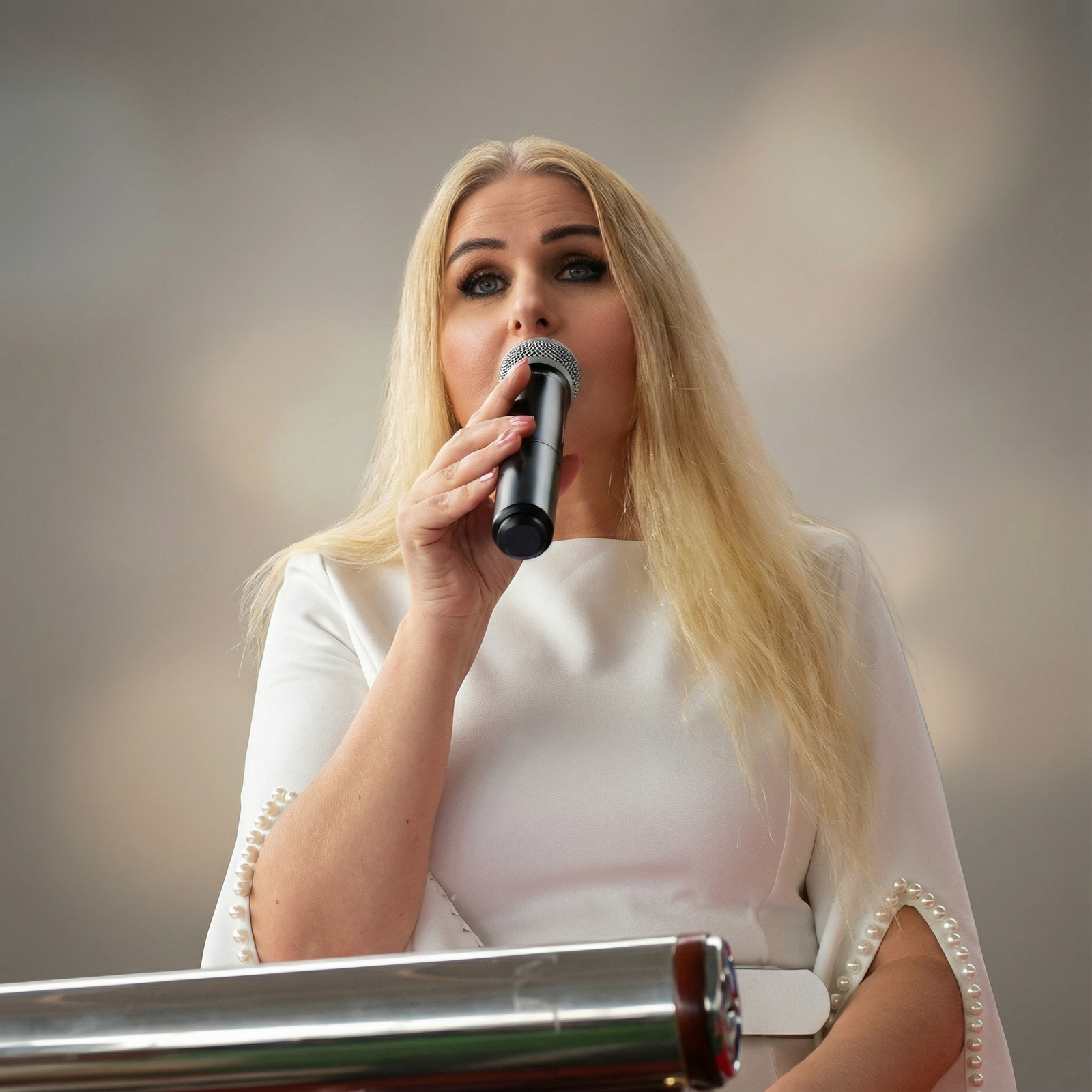 Natalia Svetenok in pink suit